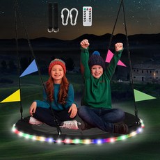 용 LED 조명이 있는 40인치 트리 스윙 900파운드 플라잉 접시 조절 가능한 걸이 스트랩 실내외용 에게 좋은 선물, 48INCH