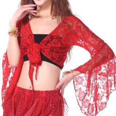 벨리 볼레로 탑 성인 밸리댄스복 상의 라인 라틴, 레드