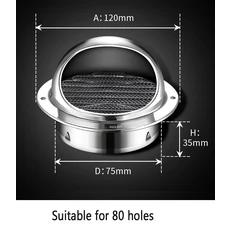 스테인레스 스텐 스틸 벽 천장 에어 벤트 덕트 환기 그릴 커버 배출구 난방 냉각 캡, 05 304 steel 80mm