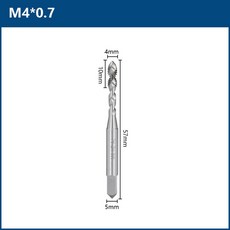 XCAN 미터법 탭 HSS 나선형 M3 M4 M6 M10 M12 알루미늄 비철 금속 가공 블라인드 홀용 2개의 가장자리 나사, M4x0.7mm