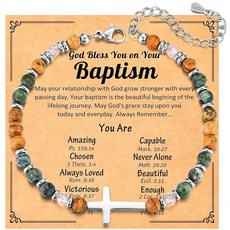 JEIKTO 소녀를 위한 세례 선물 종교적인 십자가 팔찌 주얼리 기독교 장식 선물 십대 소녀 여성 대녀 딸 손녀 조카 255503