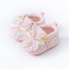 DIU 春季新款嬰兒軟底步前鞋女寶寶公主鞋子蝴蝶結蕾絲鞋子0-6-12個月