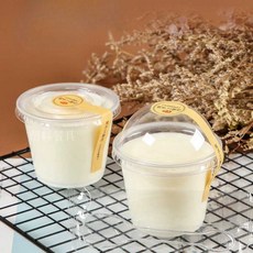 일회용 푸딩 디저트 요거트 투명컵 컵 업소용 과일 케이크 플라스틱 용기, 1개, 4. 140ml/플랫캡 100세트, 4. 140ml/플랫캡 100세트