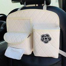 汽車座椅後背收納袋 多功能車用置物袋 車內儲物掛袋, 白色掛式收納袋【送內膽+垃圾袋】,純淨版, 1個