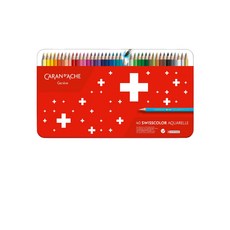 CARAN D'ACHE卡達 SWISSCOLOR 學生級水溶性色鉛筆40色套組，色彩鮮明，水溶性配方，適合初學者，輕鬆享受繪畫樂趣, 1個