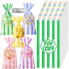 Ninehaoou 할로윈 팝콘 백 벌크 영화 나이트 비닐 봉투 기계 스낵 용기 트위스트 타이 포함 카니발 파티 용품 (파스텔) 200개 168641, Ninehaoou 할로윈 팝콘 백 벌크 영화 나이트 비