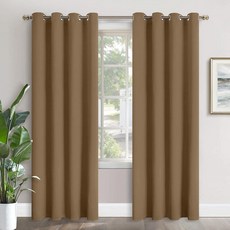 YoungsTex 암막 커튼 길이 228.6cm(90인치) - 그로밋 창문 드레이프가 있는 단열 거실 침실용 회갈색 패널 2개 132.1 x 228.6cm(52 9 19, YoungsTex 암막 커튼 길이 228.6cm(90인