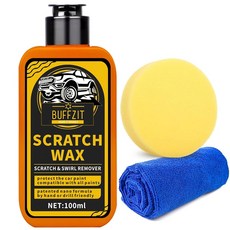 버핏 자동차 스크래치 제거제 및 컴파운드 - 가벼운 스크래치 흐릿한 페인트 소용돌이 자국을 제거하고 스펀지와 수건을 포함하여 100ML/3 4온스입니다
