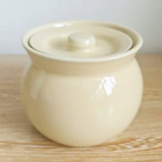 陶瓷燉盅隔水燉家用燕窩專用蒸盅帶蓋一人份煲湯燉罐碗瓦罐小湯盅, 【米黃色400ml】瓦罐煨湯燉盅:1個