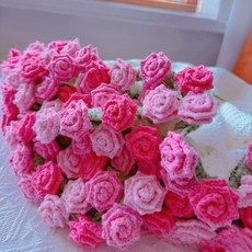 모미얀 뾰족장미 블랭킷 꽃다발 담요 DIY 키트*유투브 무료 영상 포함, 핫핑크100cm(몸통 아이보리), 1개