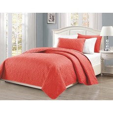 MK Home Mk Collection 킹/캘리포니아 킹 오버 사이즈 299.7cm x 269.2cm(118 106인치) 3피스 다이아몬드 침대보 침대 커버 엠보싱 솔리드 베이, Coral