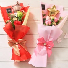 다온샵 비누꽃다발졸업식 졸업식비누꽃다발 초콜릿 사탕 선물 페레로로쉐 비누 꽃 꽃다발 핑크