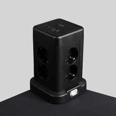 지클릭커 타워 8구 고용량 4000W USB 멀티탭 NP708PD 블랙, 1개, 타워형 8구 블랙, 2m 1개, 타워형 8구 블랙, 2m