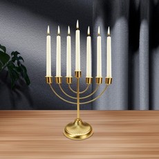 촛대 유대인 홀더 하누카 장식 Menorah 파티 장식품 침실을위한 넓은 튼튼한 기본 황금 Candelabra Menorah