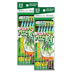 사다세이코 바다낚시 전갱이 볼락 삼치 고등어 카드채비 레인보우 어피 6단, 1세트, 2개입