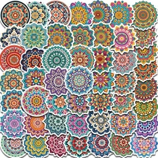 50PCS 멋진 만다라 꽃 스티커 그림 노트북 낙서 장식 레트로 수하물 스케이트 보드 방수 전사 술, 01 50PCS