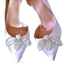[ 1123686 ] JHOO 펌프스 웨딩용 신발 클립 2개 여성용 신부 버클 클립 파티 무도회용 참 장식 실버
