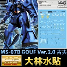 大林水貼 BANDAI 機動戰士鋼彈UC MG 1/100 MS-07B GOUF Ver.2.0 古夫 模型水貼, 1個