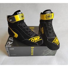 OMP 카트 레이싱 슈즈 자동차 RV 하이탑 부츠 난연성 내연 FIA 인증, 44, 검정+노란색