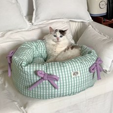 리본 고양이 쿠션 숨숨집 강아지 집 color 도넛 반려동물 하우스 방석 애견, B. 라운드 펫 하우스오즈의 마법사