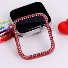 오르몽트 애플워치 큐빅케이스 40mm 41mm 44mm 45mm 호환 큐빅 PC하프커버 슬림 다이아몬드, 레드