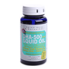 AMINO ACID&BOTANICAL DHA-500魷魚油膠囊, 30顆, 1罐