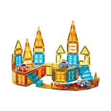 雪倫小舖 彩鑽磁力片 DIY建構玩具(啟蒙玩具 磁性積木 空間組合益智玩具), 賽道-68片, 1個