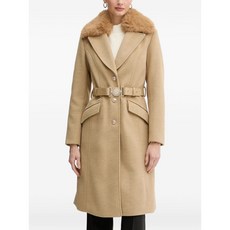 게스 페이크 퍼 벨트 코트