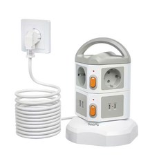 Soopii 4000W고용량 6구 USB 멀티탭 배선차단 캠핑 타워 큐브 멀티콘센트 5M TPS06, 1개, 화이트