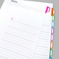 이글바인더 A4 30공 루즈링 바인더 불투명 컬러 PP 인덱스 10매 1세트, 1개, 10매입