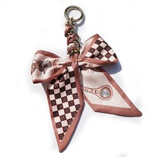 엠쿠 스카프리본장식 체인키링 백참, 브라운