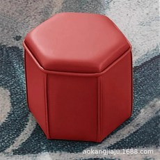 스툴 적층형 신발 갈아신는 의자 침실 거실 원목 라운드 소프트 백 소파 낮은, 11. Red rhombus stool