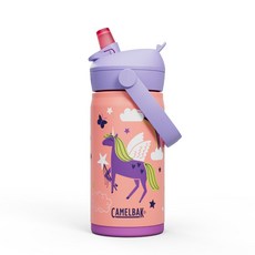 CamelBak eddy Flip Straw Chug 兒童保溫水壺, 1個, 25年 魔幻獨角獸 350ml
