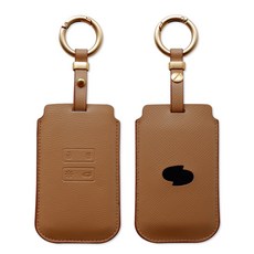 트니르 르노삼성 호환 아르카나 QM6 SM6 XM3 차 키케이스 천연 소가죽 가죽 키링 키홀더 차량용품, 르노A타입(태풍), 샌드브라운