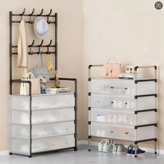 鞋架 鞋櫃 工業風鞋架 防塵鞋架組裝式 鞋架 簡易鞋架組合 鞋架多層鞋架 鞋子收納多功能鞋架, 1個, 【防塵門款】5層長66寬29高94cm