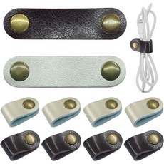 비브랜드 가죽 스냅 케이블 정리 스트랩 충전 이어폰 카멜, 연금색 + 갈색/ 소형