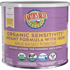 Earths Best Organic Sensitivity Infant Formula 어스 베스트 오가닉 센시티비티 분유 0-12개월, 595g, 1개