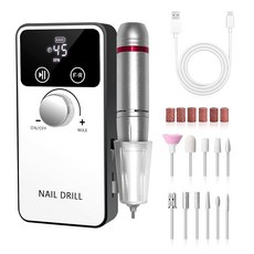 최신 네일 기계 ARREBOL 전동 네일 머신 키트 네일 머신 프로용 USB 충전식 비트 11개 45000RPM 속도 조절 가능 정역 회전 무선 젤 네일 감피 처리 손톱, 1개, 상세페이지 참조