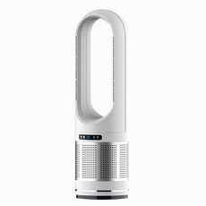二合一 80°廣角送風 預約定時 LED顯示 無極變速, 46寸白銀色無葉風扇冷暖款, 落地式