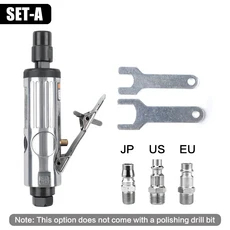 에어 다이 그라인더 1/4 1/8 콜릿 포함 공압 공구 연삭 공구 세트 디버링 공구 연삭/녹 제거/연마용, 02 SET-A