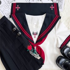 (대여) 레드라인 블랙 데빌 세라복 프레피룩 반팔