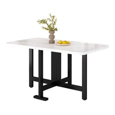 多功能碳素鋼管折疊餐桌, 白理石紋 100長*60寬*75高, 4人