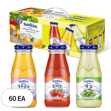 썬키스트 훼미리 제주감귤 + 토마토 + 매실 음료세트, 180ml, 60개