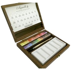 SENNELIER申內利爾專家級蜂蜜塊狀水彩木盒套裝組-24色半塊，專家級水彩首選, 詳見包裝