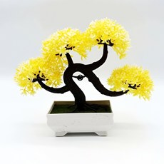 분재 조화 옐로우 정원 식물 장식 아이디어 화분 자연 색상 생명력 활 플랜트 디자인, 본상품