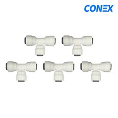 정수기 T자형 피팅 1/4호스 부속품 5개 묶음, T피팅