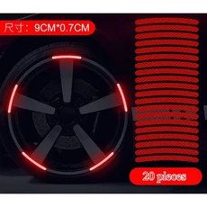20Pcs 다채로운 반사 스트립 자동차 오토바이 휠 허브 스티커 스타일링 데칼 자동 모토 장식 액세서리, 20 pieces 7