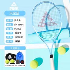 網球訓練器單人練習套裝，帶線回彈設計，戶外自練，適合初學者學生, 【品質升級】690磨砂藍（6件套好禮）, 1個