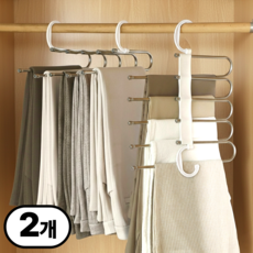 에블모어 공간두배 5단 접이식 바지 걸이, 화이트, 2개