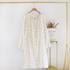 빅사이즈 임산부 원피스 와플면 루즈핏 긴팔 롱 잠옷 편안한 홈웨어 파자마 체형커버